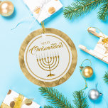 Elegant Gold Menorah Hanukkah Merry Chrismukkah Keramik Ornament<br><div class="desc">Elegant Gold Menorah Hanukkah Merry Chrismukkah Keramik</div>