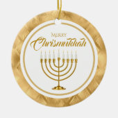 Elegant Gold Menorah Hanukkah Merry Chrismukkah Keramik Ornament (Vorne)