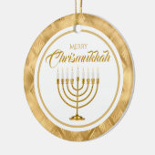 Elegant Gold Menorah Hanukkah Merry Chrismukkah Keramik Ornament (Links)