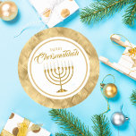 Elegant Gold Menorah Judisch Merry Chrismukkah Runder Aufkleber<br><div class="desc">Elegant Gold Menorah jüdisch Hanukkah Merry Chrismukkah Stickers</div>