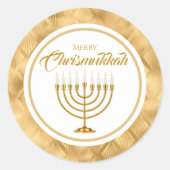 Elegant Gold Menorah Judisch Merry Chrismukkah Runder Aufkleber (Vorderseite)