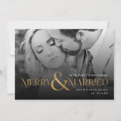 Elegant Gold Merry and Married Photo Holiday Card Einladung (Vorderseite)