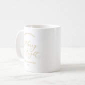Elegant Gold “Merry & Bright” Holiday Mug Kaffeetasse (Vorderseite Links)