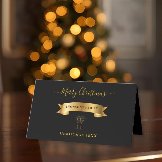 Elegant Gold Merry Christmas Personalized  Platzkarte