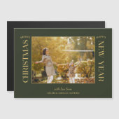 Elegant Gold Merry Christmas Typography Photo Magnetkarte (Vorne/Hinten)