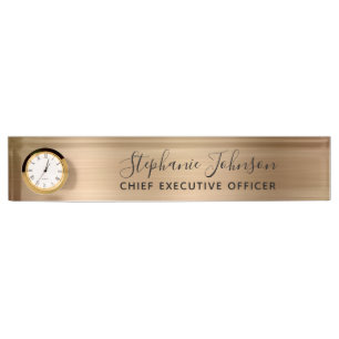 Elegant Gold Metallic Boss Lady CEO Clock Namensplakette