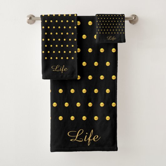 Elegant Gold Metallic Look Polka Dots Badhandtuch Set (Insitu)