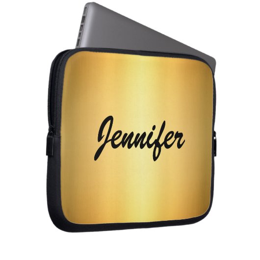 Elegant Gold Metallic Modern Script Personalized Laptopschutzhülle (Vorne Rechts)