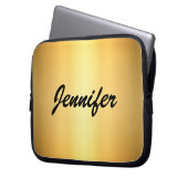Elegant Gold Metallic Modern Script Personalized Laptopschutzhülle (Vorderseite Links)