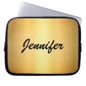 Elegant Gold Metallic Modern Script Personalized Laptopschutzhülle (Vorderseite)