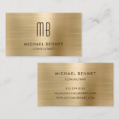 Elegant Gold Metallic Monogram Consultant Visitenkarte (Vorne/Hinten)