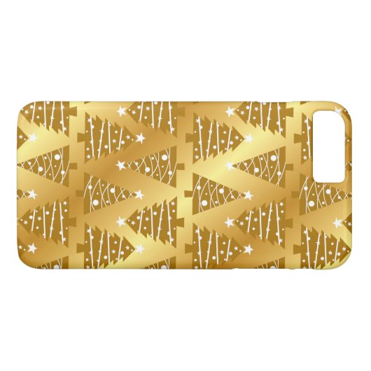 Elegant Gold Metallic Weihnachtsbaum iPhone Case (Rückseite (Horizontal))