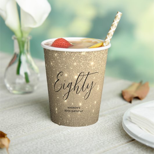 Elegant Gold Milestone Geburtstag Pappbecher (In Situ)
