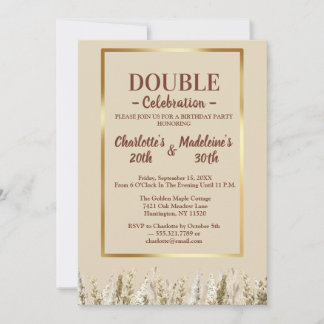 Elegant Gold Minimalist Joint Birthday Einladung