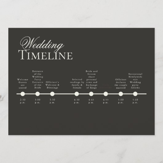 Elegant Gold Minimalist Wedding Program Timeline Menükarte (Rückseite)