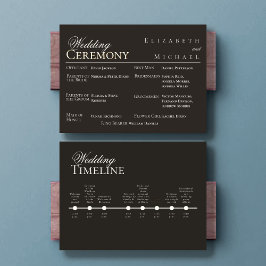 Elegant Gold Minimalist Wedding Program Timeline Menükarte