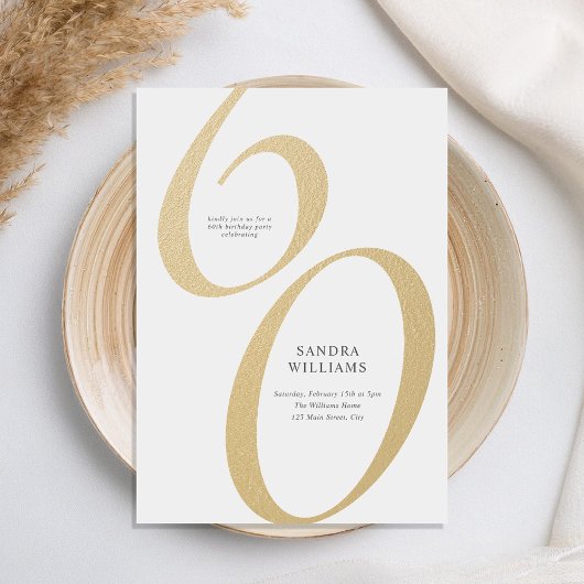 Elegant Gold Minimalistisch 60. Geburtstag Einladung