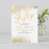 Elegant Gold Moderne 50. Geburtstag Folieneinladung (Stehend vorne)