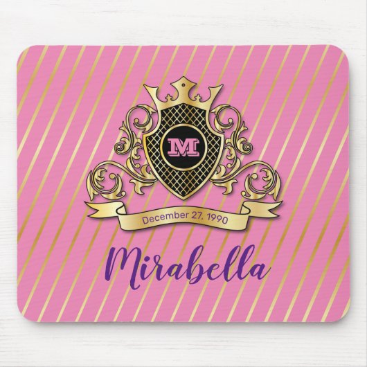 Elegant Gold Monagram Mouse Pad Mousepad (Vorne)