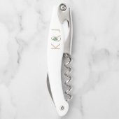 Elegant Gold Monogram Aquarellgrün Kellnermesser (Rückseite)