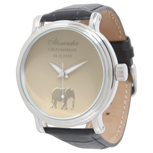 Elegant Gold Monogram Armbanduhr (Schrägansicht)