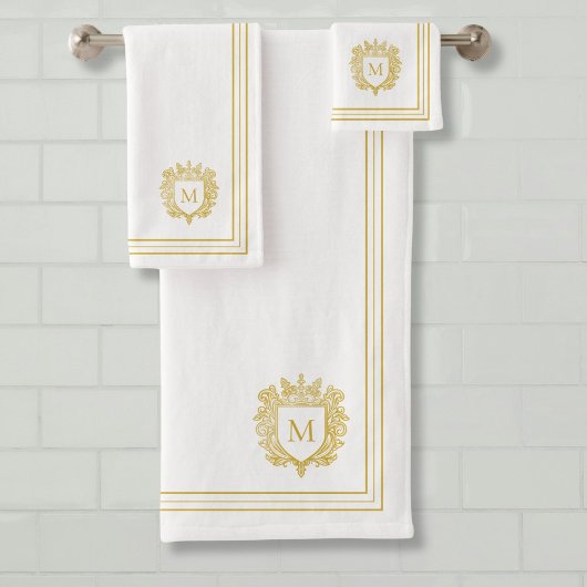 Elegant Gold Monogram Badhandtuch Set