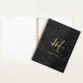 Elegant Gold Monogram Black Floral 2026 Planer (Anzeige)