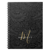 Elegant Gold Monogram Black Floral Pattern Notizblock (Vorderseite)