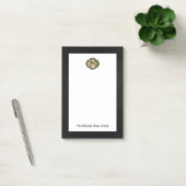 Elegant Gold Monogram Black Leather Look Post-it Klebezettel (Büro)