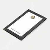Elegant Gold Monogram Black Leather Look Post-it Klebezettel (angewinkelt)