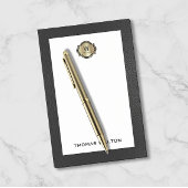 Elegant Gold Monogram Black Leather Look Post-it Klebezettel