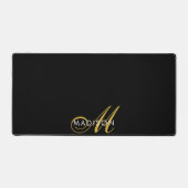 Elegant Gold Monogram Black Schreibtischunterlage (Vorderseite)