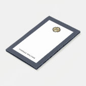Elegant Gold Monogram Blue Leather Look Post-it Klebezettel (angewinkelt)