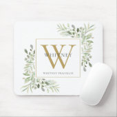 Elegant Gold Monogram Blumengrün Mouse Pad Mousepad (Mit Mouse)