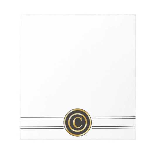 Elegant Gold Monogram C Notizblock (Vorderseite)