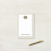 Elegant Gold Monogram Creamy White Leather Look Post-it Klebezettel (Auf Schreibtisch)