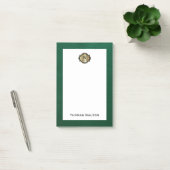 Elegant Gold Monogram Emerald Green Leather Look Post-it Klebezettel (Büro)