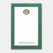Elegant Gold Monogram Emerald Green Leather Look Post-it Klebezettel (Vorderseite)