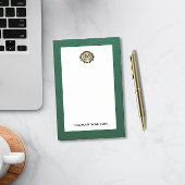 Elegant Gold Monogram Emerald Green Leather Look Post-it Klebezettel