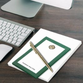 Elegant Gold Monogram Emerald Green Leather Look Post-it Klebezettel