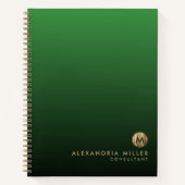 Elegant Gold Monogram Emerald Green Notizblock (Vorderseite)
