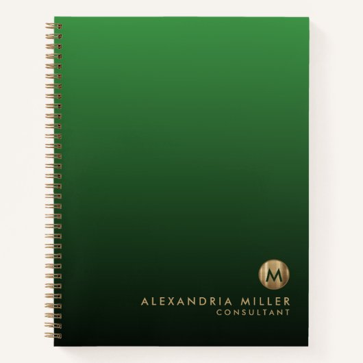 Elegant Gold Monogram Emerald Green Notizblock (Vorderseite)