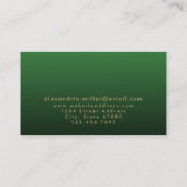 Elegant Gold Monogram Emerald Green Visitenkarte (Rückseite)