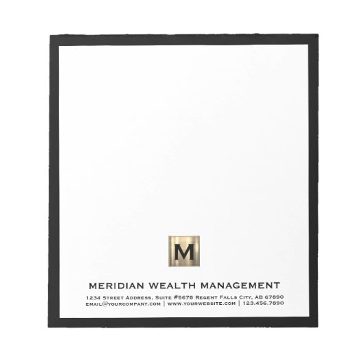 Elegant Gold Monogram, erstes Notepad Notizblock (Vorderseite)