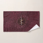 Elegant Gold Monogram Floral Brown Maroon Badhandtuch Set (Handtuch)