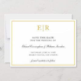 Elegant Gold Monogram Formal Wedding Save the Date Magneteinladung