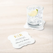 Elegant Gold Monogram Formal Wedding Save the Date Untersetzer (Vor Ort)