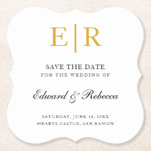 Elegant Gold Monogram Formal Wedding Save the Date Untersetzer
