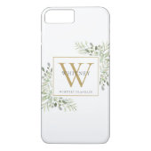 Elegant Gold Monogram Greenery Moderne Case-Mate iPhone Hülle (Rückseite)