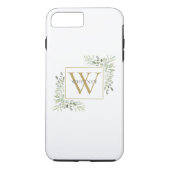 Elegant Gold Monogram Greenery Personalisiert Case-Mate iPhone Hülle (Rückseite)